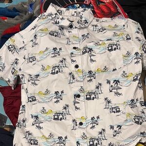 Kids Tropical Print Button Down Shirt